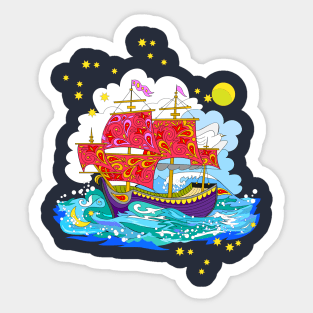 Medieval sailboat from fairyland Sticker